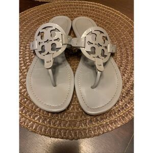 Tory Burch MILLER Patent Leather SANDAL Malta Gray Size 8